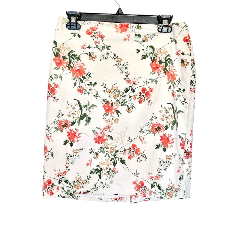 Ann Taylor Factory Womens Skirt Floral Size 6 Petite Slit Office Wear Workcore